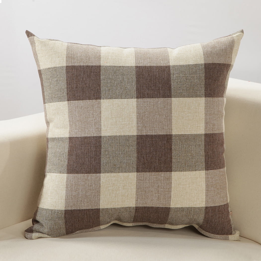 Outgeek Throw Pillow Case Classic Retro Plaid Pillow Cover Protector