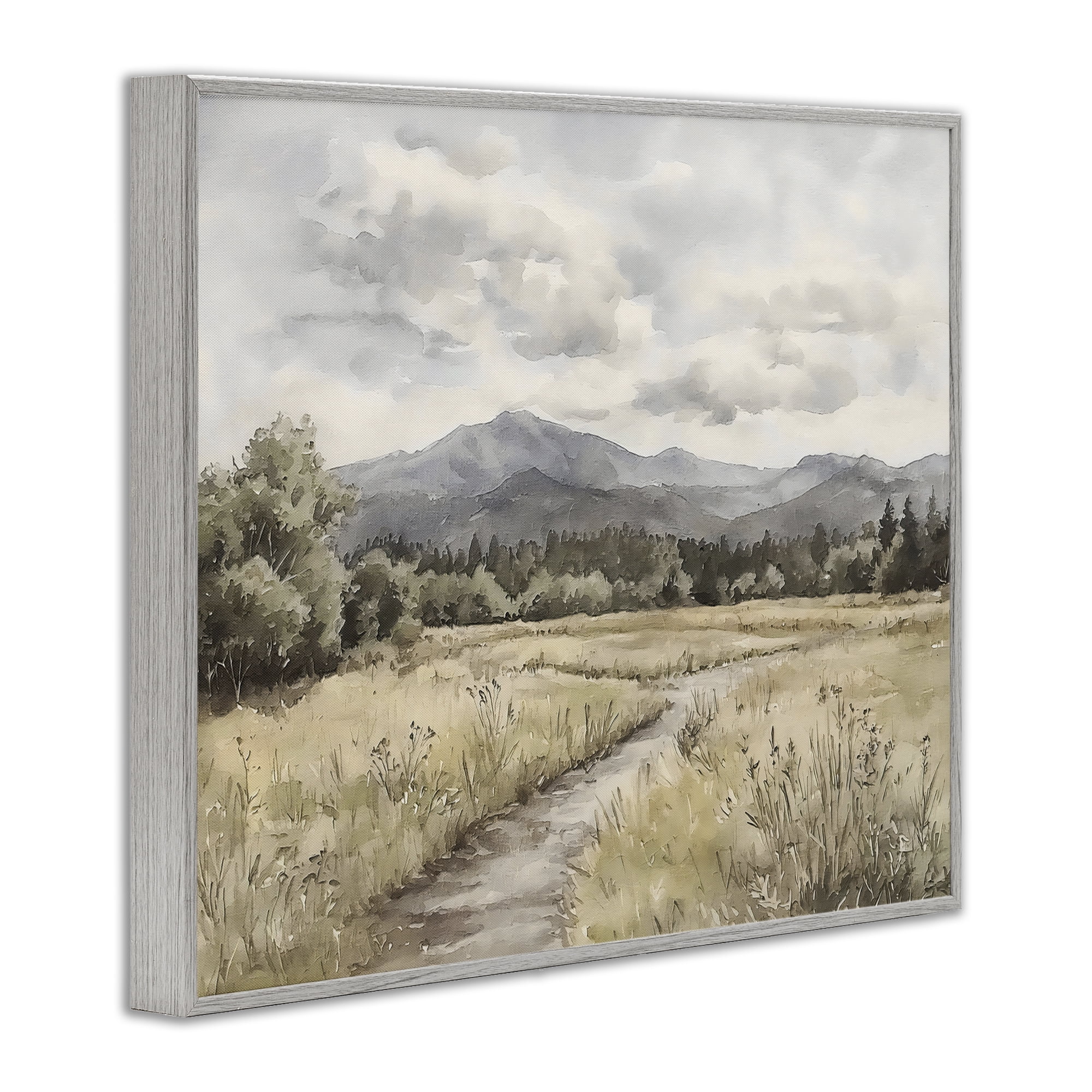 Stupell Industries Muted Pathway to Mountains Gray Framed Giclee Art, design by Riley B