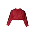 thumbnail image 2 of Yruioon Kids Girls Mesh Long Sleeve Crop Top for Workout Gymnastic Dance Sports Round Neck Pullover Red 10, 2 of 4