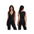 thumbnail image 2 of Raccmtaty Women's Fashion Waistcoat Solid Color Sleeveless V-Neck Tie-up Vest Office Lady Style Tops, 2 of 8