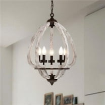 Nelly 18 in. 5-Light Indoor Rustic Brown and Weathered White Finish Chandelier with Light Kit