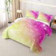 thumbnail image 3 of jejeloiu Green Pink Sequin Print Quilt Full Kids,Dreamy Princess Style Full Bedspread Sets For Girls,3-Piece, 3 of 7
