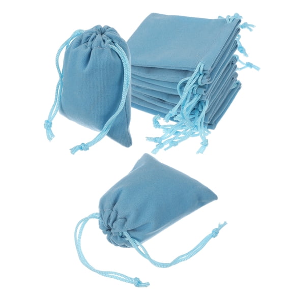 Uxcell 20 Pcs Velvet Drawstring Bag, 2.7 x 3.5 Inch Jewelry Velvet Pouches Gift Bags for Wedding Party Favor Candy Jewelry Packaging Organizing Storage, Light Blue