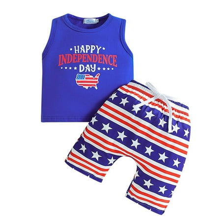 

Kids Toddler Baby Unisex Spring Summer Print Independence Day Sleeveless Vest Shorts Outfits Clothes Teen Active Wear Girl Baby Clothes Young Girl Clothes Little Girl Outfits Little Girls Crop Top