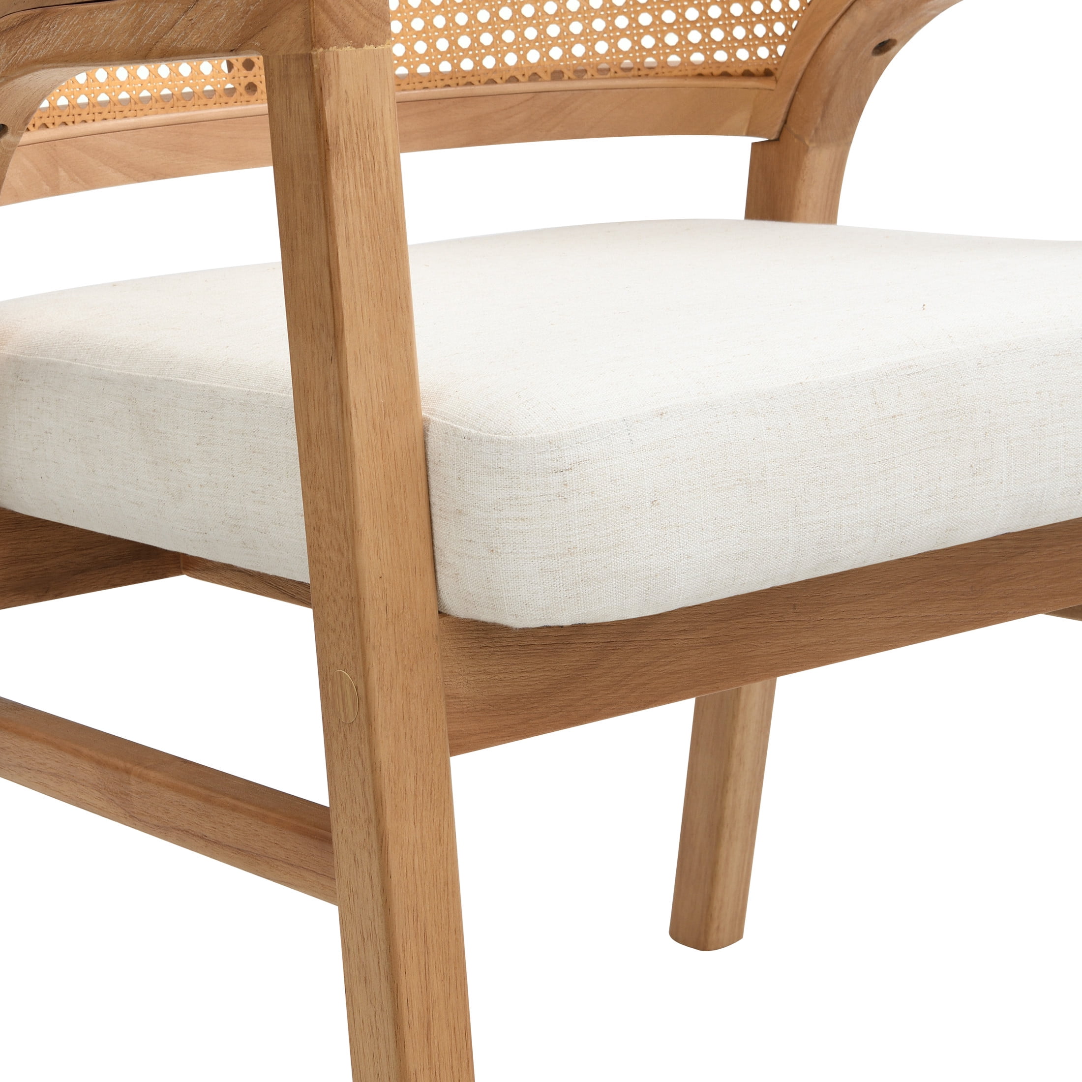Christopher Knight Home Mid-Century Upholstered Dining Chairs, Solid Wood, Cane Backs, Beige, Set of 2