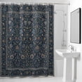 thumbnail image 6 of Dense Floral Fields Shower Curtain with Hooks, Rustic Navy Blue Blossom Vines Floral Borders Water Repellent Shower Curtains for Bathroom Decor Sturdy Shower Curtain, Machine Washable 48x72 Inch, 6 of 9