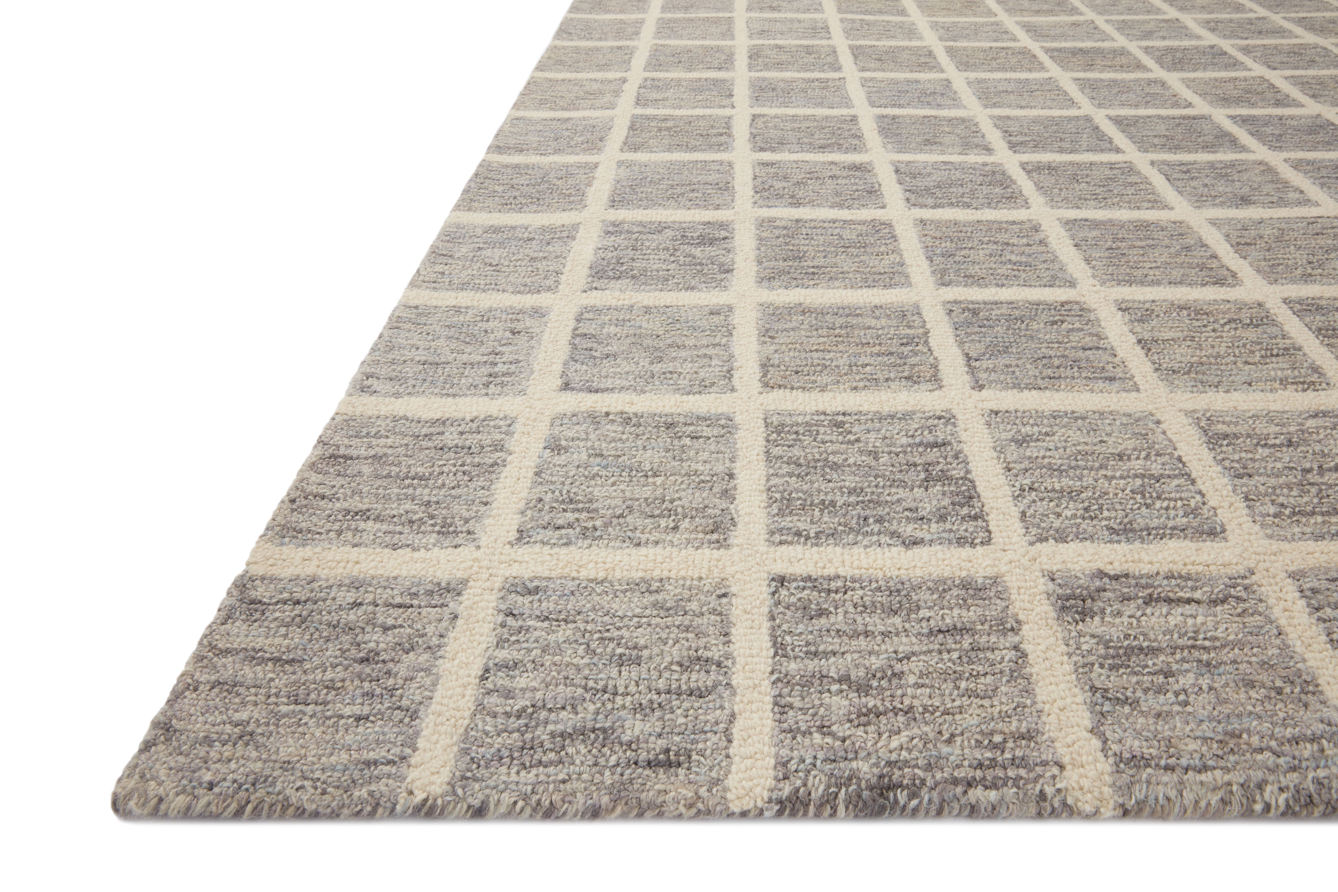Chris Loves Julia x Loloi Polly Grid Slate/Ivory 2'-3" x 3'-9" Area Rug