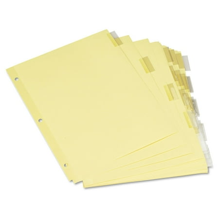 Blank Self Tab - Economical Insertable Index, Clear Tabs, 5-Tab, Letter, Buff, 6 Sets/Pack (21871), Three-hole punched, buff sheets with blank tab inserts. By Universal