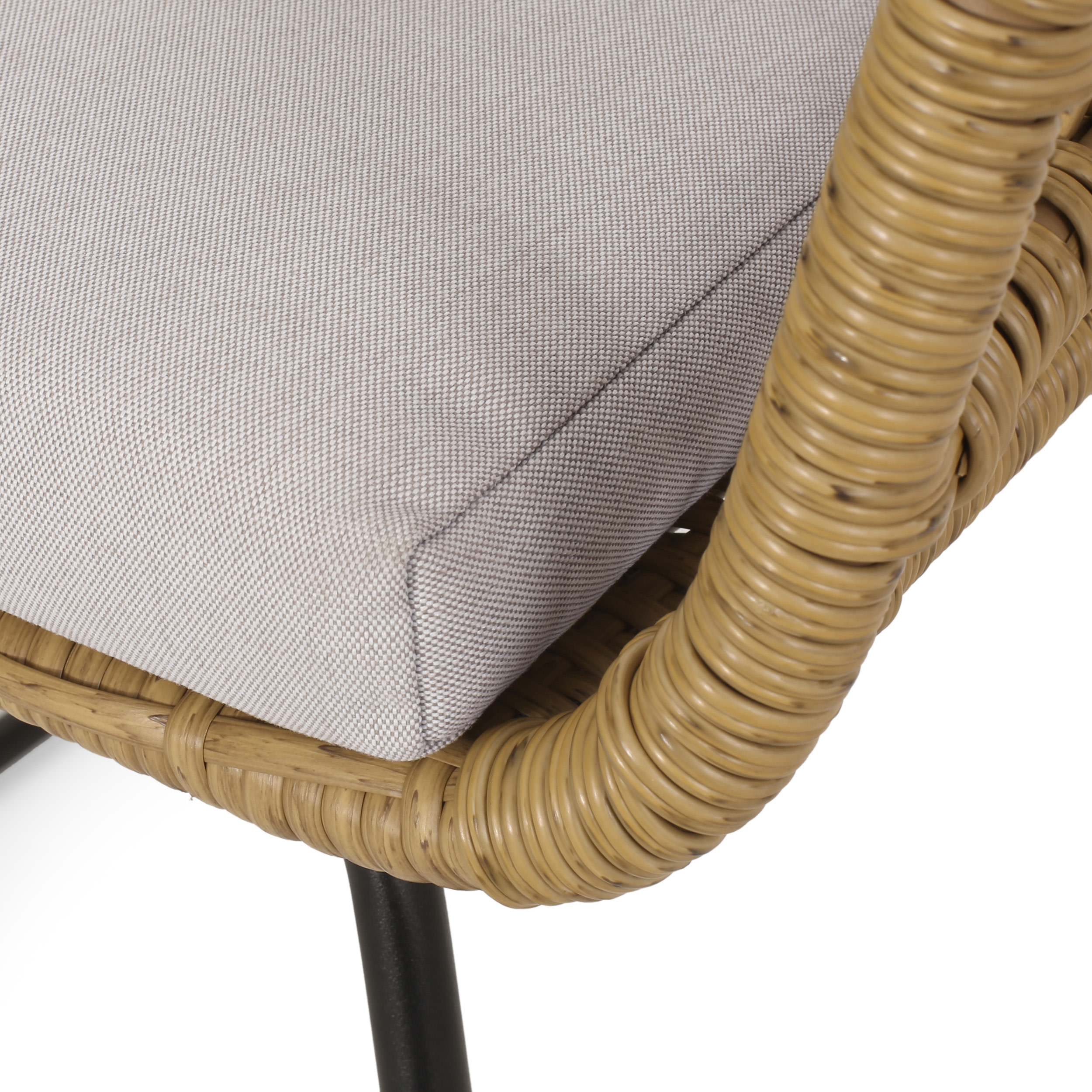 Boniare Wicker Outdoor 2 Seater Chat Set, Light Brown, Beige, and Black