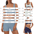 thumbnail image 5 of YHCY Womens Striped Workout Sets 2 Piece Double Layer Yoga Set Wide Strap Sports T Shirt Bra Elastic High Waisted Tummy Control Biker Shorts Stretchy Soft Lounge Athletic Sets Light Green L, 5 of 7