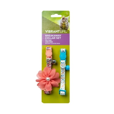 Vibrant Life 2-Pack Cat Collar 3D Multi Color Flower and Multi Heart, One Size