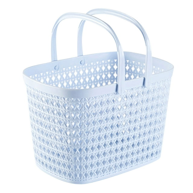 Organizador portátil para ducha, bolsa de plástico con asa para el baño, la residencia universitaria, la despensa o la cocina, 10,2 x 7,1 x 7,1 pulgadas, azul