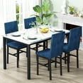 thumbnail image 1 of Stmoze Ensemble de Table à Manger pour 4, Table de Cuisine en Faux Marbre et Chaises, Ensemble de Salle à Manger Rectangulaire avec 4 Chaises en Velours, Ensemble de Salle à Manger Gain de Place pour Petit Espace, Café, Bleu, 1 of 6