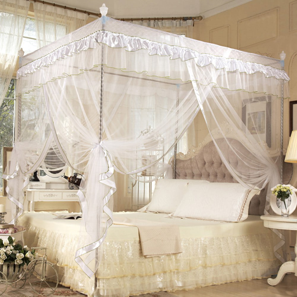 Bed Curtains Three Door Open Mosquito Net Double Sleeping Canopy Full Queen King 