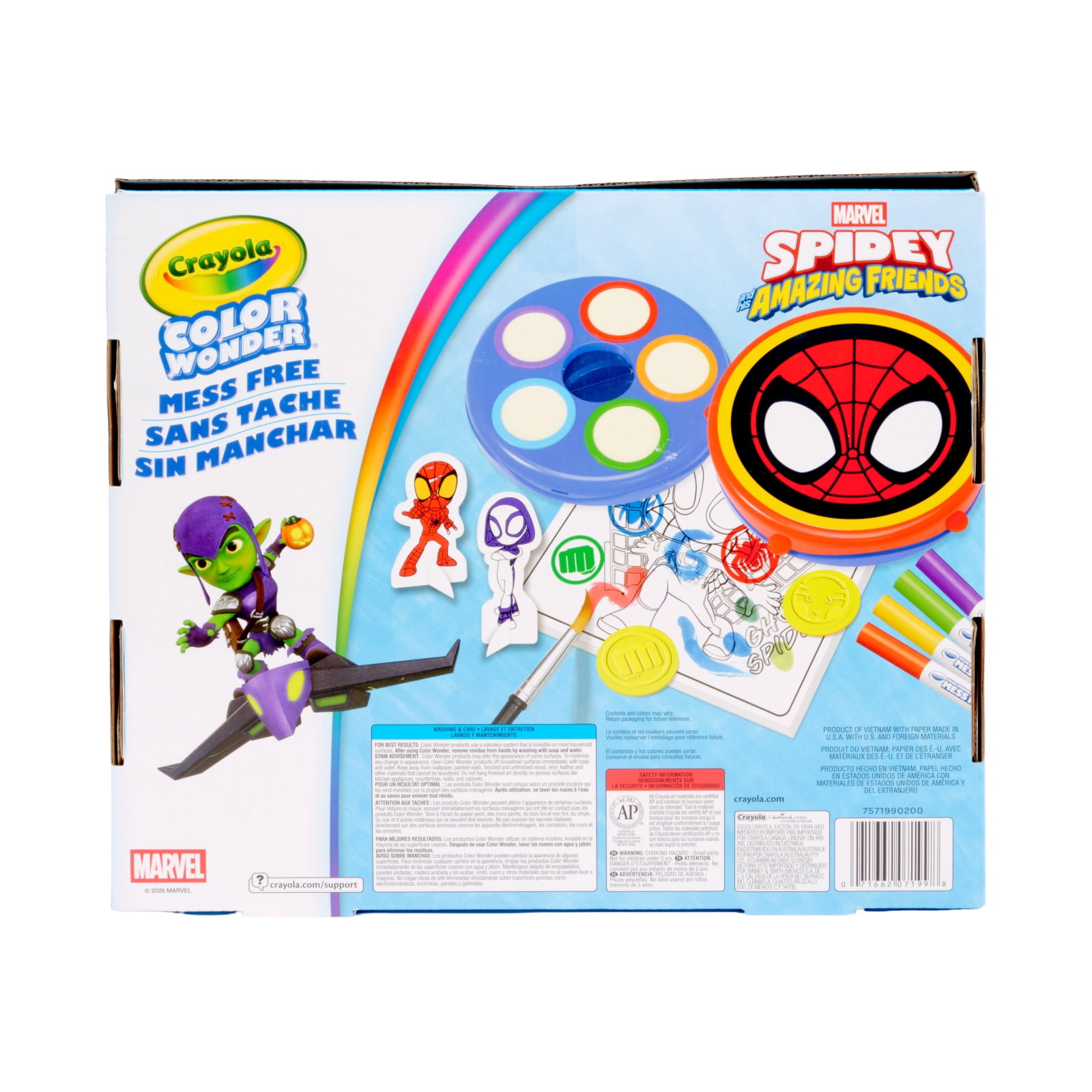 Crayola Color Wonder 3-in-1 Spidey & His Amazing Friends Kit, Spiderman Mess Free Coloring Set, Travel Activity, Gift for Toddlers, Ages 3+