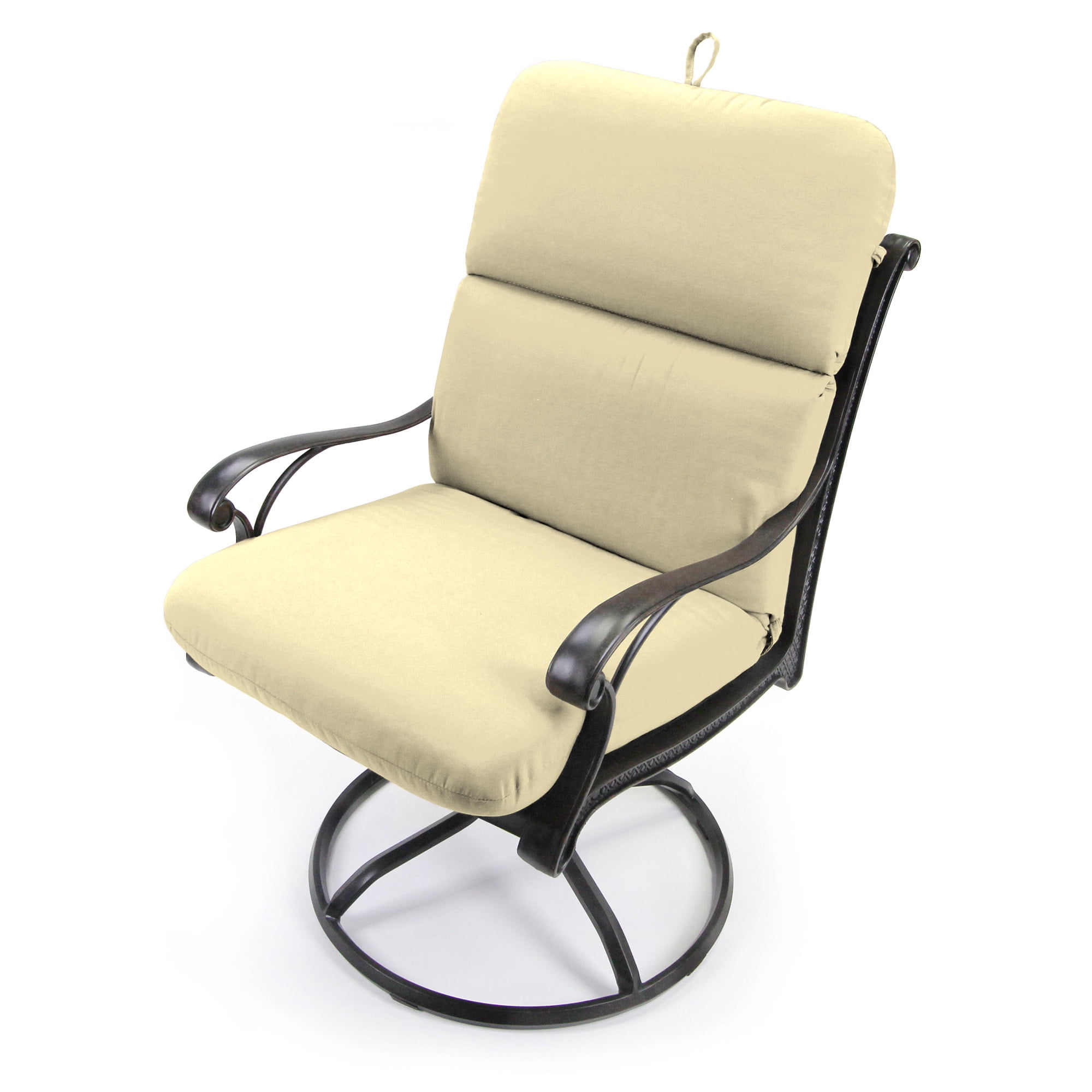 Jordan Manufacturing 45" x 22" Veranda Tan Solid Rectangular Outdoor Chair Cushion with Ties and Hanger Loop (2 Pack)