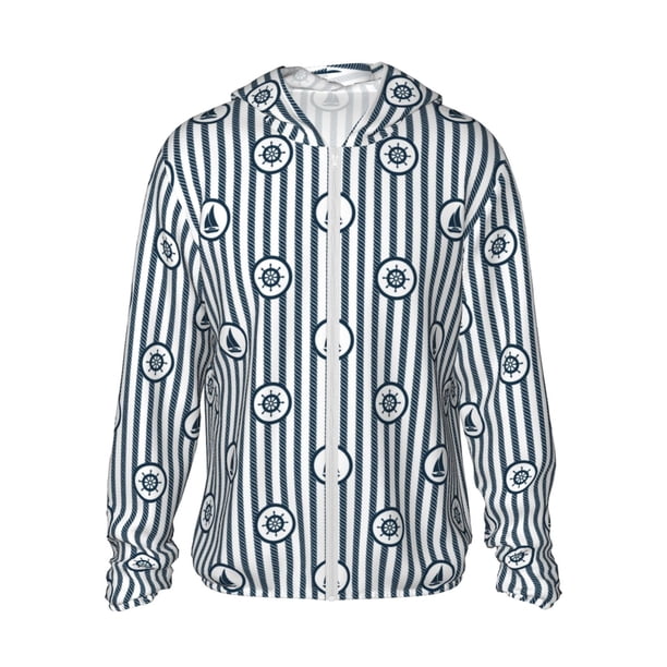 Fotbe Nautical1 Chaqueta con Protección Solar UPF 50+ para Hombre y Mujer, Camisa con Capucha y Bolsillos-Medium