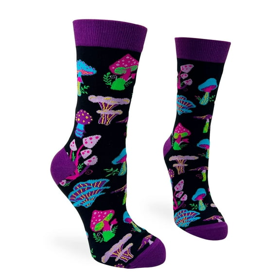 Fabdaz Trippy Mushrooms Colorful Novelty Crew Socks for Women