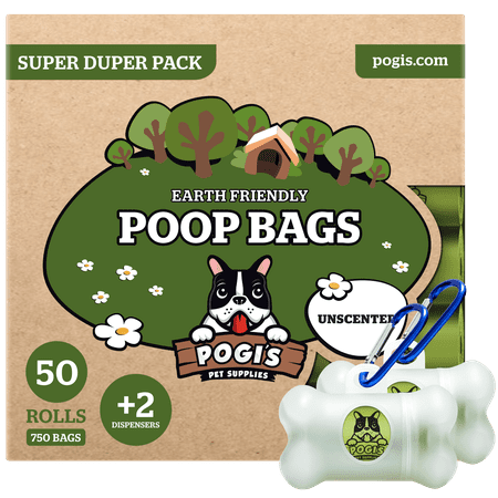UPC: 0700381587946 | Pogi s Poop Bags – 50 Unscented Rolls (750 Dog Poop Bags) +2 Dispensers – Leak-Proof  Earth-Friendly Poop Bags for Dogs
