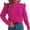 Hot Pink, variant on Women's Ruffle Shoulder Knit Sweater, Mock Neck Long Sleeve Diamond Cable Knit Pullover Tops for Fall Winter Fashion
