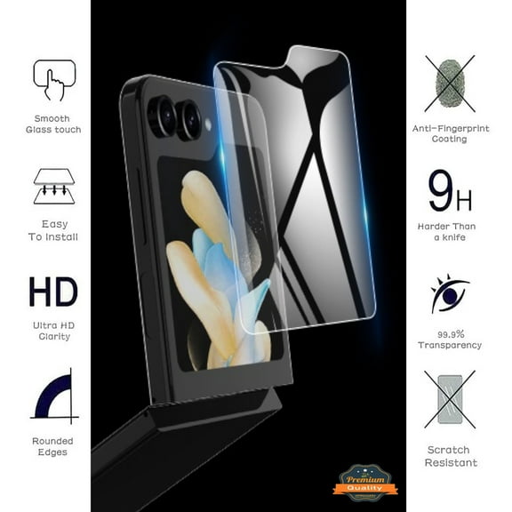Xpression Cover for Samsung Galaxy Z Flip 5 Tempered Glass Screen Protector HD Transparent [Bubble Free, Case Friendly] 9H Glass Screen Guard Phone Case - Clear