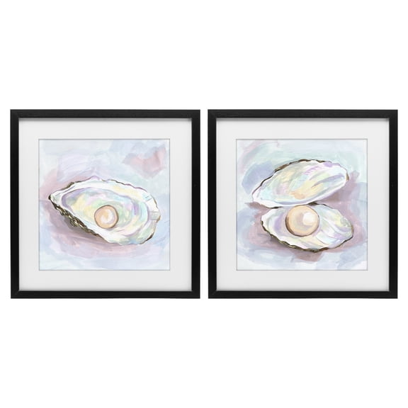 Stupell Industries Aquatic Silent Opals 2 Piece Black Framed Print Under Glass Set, design by Melissa Wang