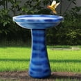 thumbnail image 2 of 23.6" Tall Outdoor Concrete Pedestal Birdbath - Blue Bird Bath for Patio and Garden Decor, 2 of 6