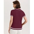 thumbnail image 3 of Vestido tipo suéter Micoson para mujer, manga corta, cuello en V, rojo vino, XL, 3 of 6