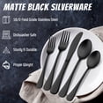 thumbnail image 6 of Vesteel 20 Piece Stainless Steel Matte Black Silverware Flatware Cutlery Set for 4, Satin Finish & Dishwasher Safe, 6 of 7