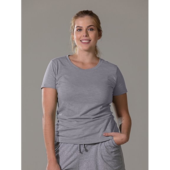 Cherryloom Women’s Two-Piece Pajama Set – Fitted Tee & Drawstring Lounge Pants with Side Pockets, Soft Cotton-Poly Blend (Heather Gray)