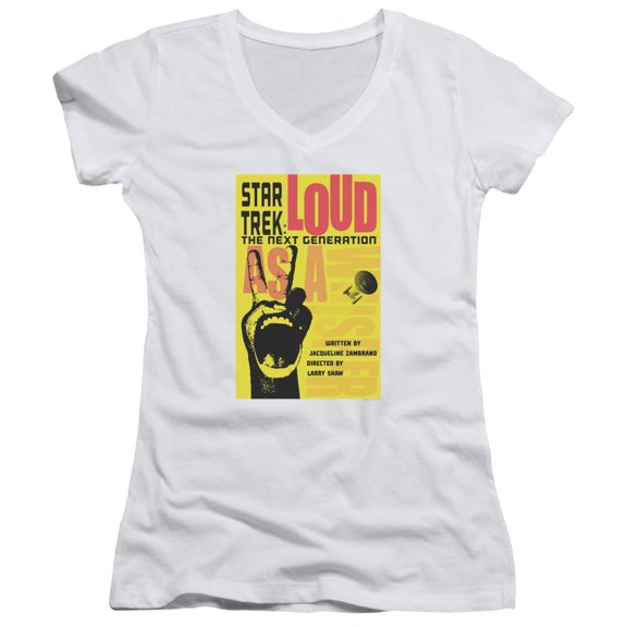 Star Trek Tng Season 2 Episode 5 Junior Women's V-Neck T-Shirt White