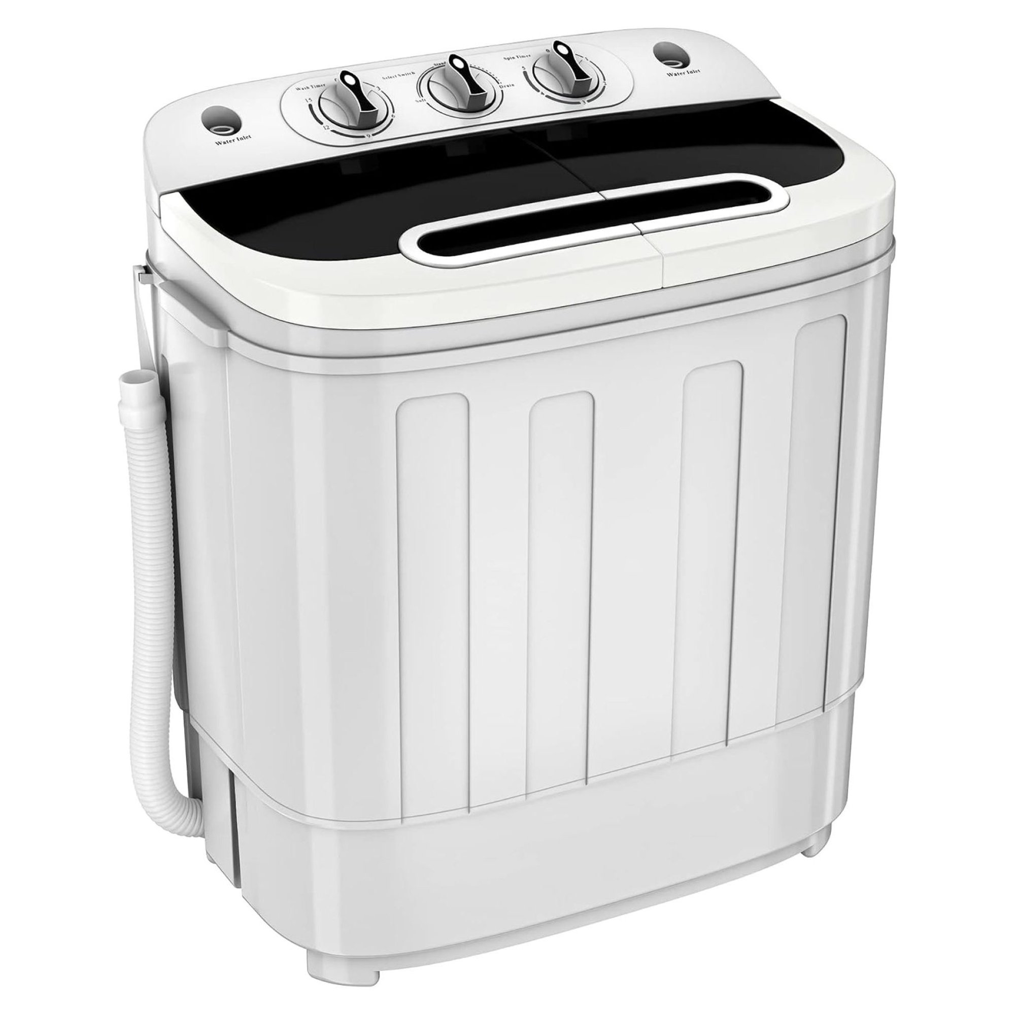 Portable Mini Twin Tub Washing Machine 13 lbs Capacity Compact Washer Dryer Combo with Gravity Drain for Apartments Dorms RVs Camping Bathroom Laundry Room