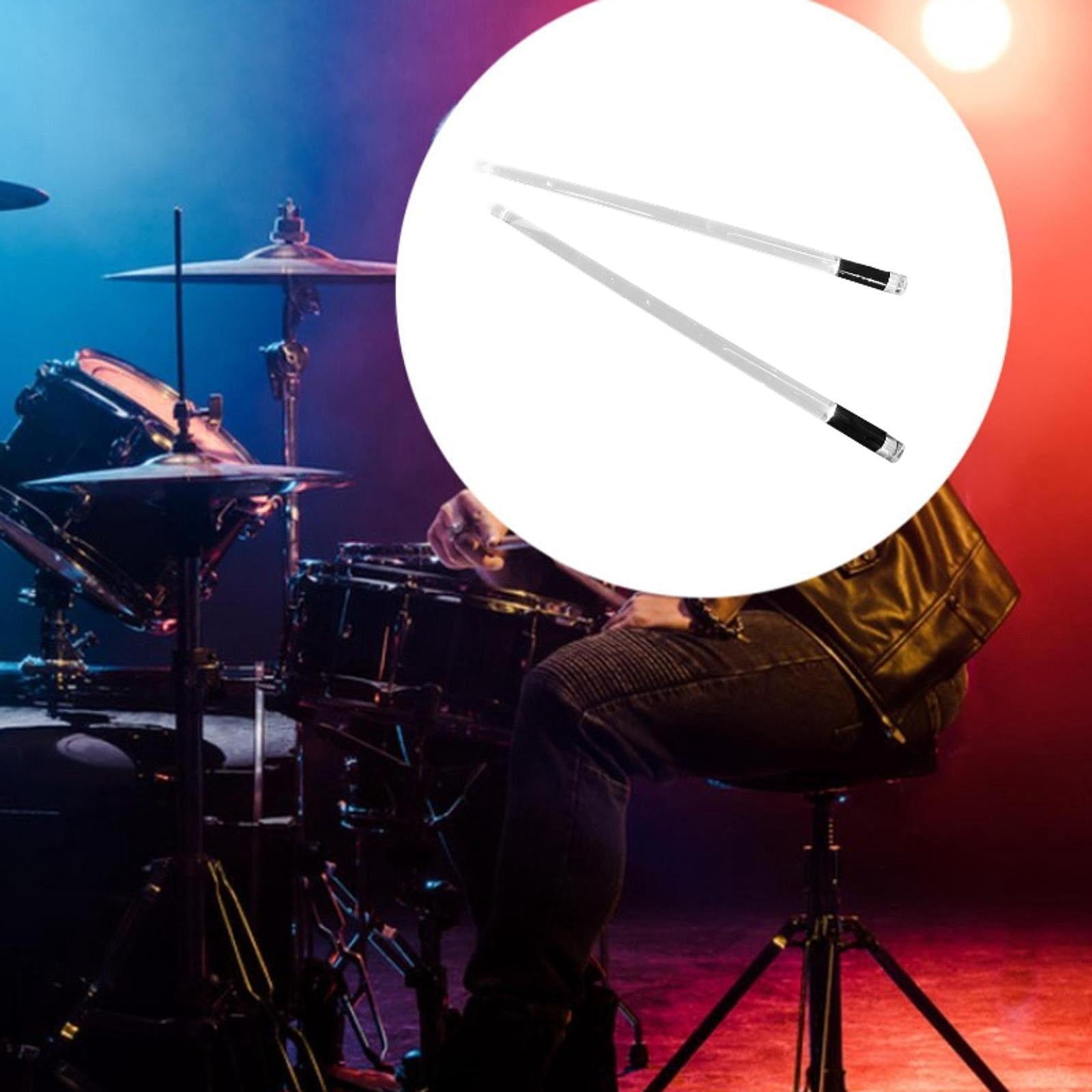 LeeQinersw 2 Pieces Lights up Drum Sticks Musical Instrument Anti Slip Portable Drum Mallet white