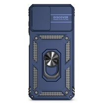 Compatible WIth Motorola Moto G Power (2025) Phone Case,Magnetic Rotatable Ring Holder Kickstand,With Sliding Camera Cover,Heavy Duty Shockproof Anti-fall Rugged Phone Case Cover,Blue