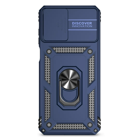 Compatible WIth Motorola Moto G Power (2025) Phone Case,Magnetic Rotatable Ring Holder Kickstand,With Sliding Camera Cover,Heavy Duty Shockproof Anti-fall Rugged Phone Case Cover,Blue