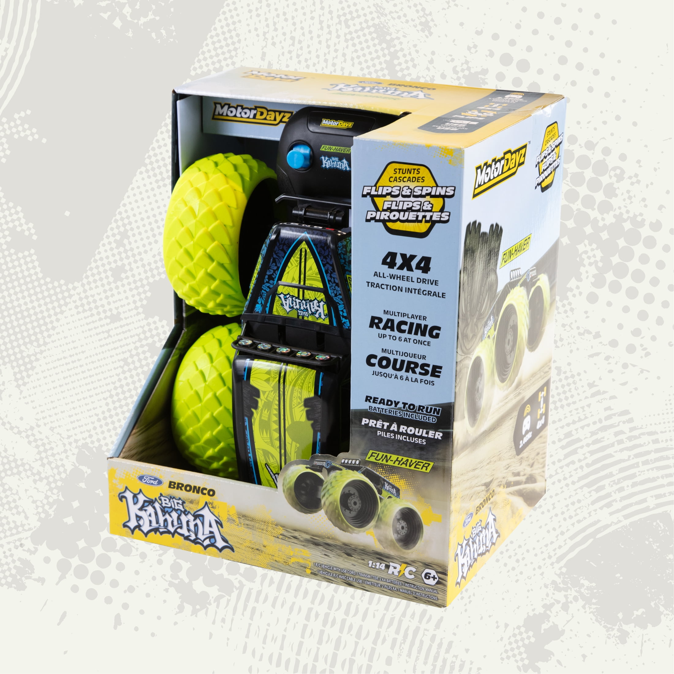 Motor Dayz Camion monstre téléguidé Ford Bronco « Big Kahuna » de Vaughn Gittin Jr. à l’échelle 1:14