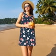 thumbnail image 3 of Naloa Cherry Blossoms Print Women's Summer Spring Casual Beach Sundress,Vacation Sleeveless Tank Crewneck Loose Dresses, 3 of 7