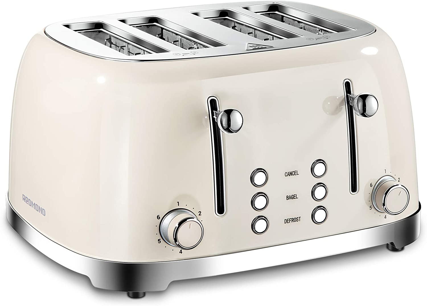 REDMOND 4 Slice Toaster Retro Stainless Steel Toasters, Cream, ST033