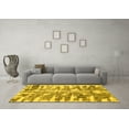 thumbnail image 3 of Ahgly Company Machine Washable Indoor Round Abstract Yellow Modern Area Rugs, 5' Round, 3 of 4