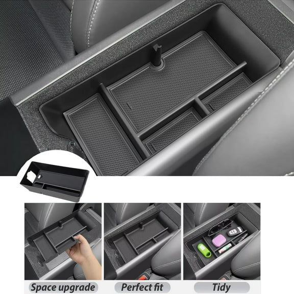 Center Console Organizer Storage Box Black For 2025 Toyota Camry Interior Trim