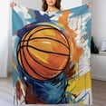 thumbnail image 3 of JEUXUS  Watercolor Basketball Blanket, Colorful Line Graffiti Modernist Aesthetic Art Throw,Great Gifts for Boys and Girls,, 3 of 6