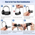 thumbnail image 3 of 12 Pcs Gym Locker Lock 5 Digit Combination Your Own Word Safety Padlock for Toolbox, Hasp Cabinet Storage, Black, 3 of 7