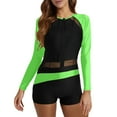 thumbnail image 1 of Womens Swimsuits Tankini Rash Guard Long Sleeve Bathing Zipper Surfing Athletic Women's Swimwear Green, 1 of 3