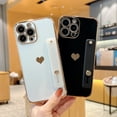 thumbnail image 3 of Feishell Case For iPhone 12 Pro Max, Cute Luxury Plating Love Heart with Camera Protection,Soft TPU Bumper Small Love Pattern,Protective Wrist Strap Kickstand Case For iPhone 12 Pro Max, White, 3 of 9