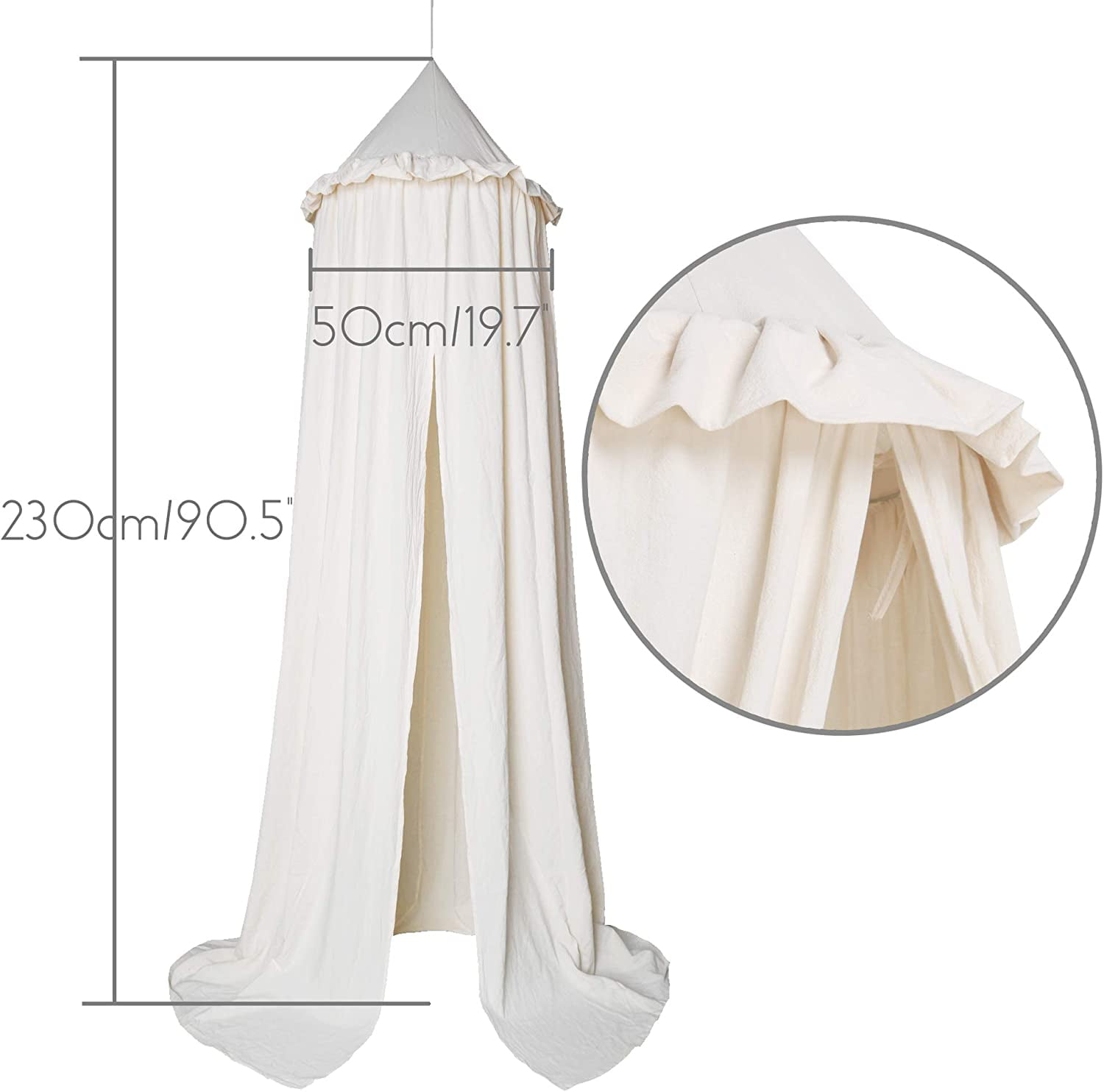 Kids Bed Canopy with Frills Cotton Hanging Tent Curtain Net for Reading Nook Hideaway Bedding Play Room Decor(Blue)