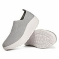 thumbnail image 3 of Pandaie Platform Loafers for Women Comfortable Slip on Casual Shoes Thick Bottom Lightweight Work Walking Running Shoes Grey 6.5, 3 of 5