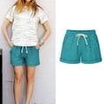 thumbnail image 1 of Lenago Summer Plus Size Shorts for Women Fashionable Solid Color Three Way Pants With Drawstring Shorts on Clearance, 1 of 3