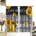 thumbnail image 3 of Sunflower Curtains, Rustic Farmhouse Vintage Black Grey Wooden Yellow Sunflower Butterfly Print Blackout Window Treatments for Kitchen Bedroom Livingroom Cafe, 84" W X 84" L, 3 of 6