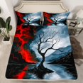 thumbnail image 2 of Manfei Rustic Plant Twin Sheet Sets,Red Lightning Twin Fitted Sheet,Lake Mountain Pattern Flat Sheet For Adults,Ultra Soft Home Decor,3-Piece, 2 of 7