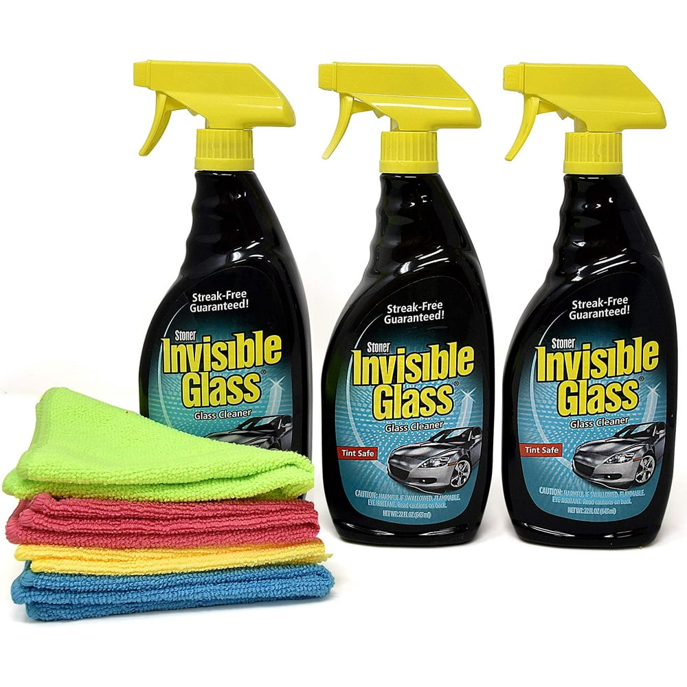 Invisible Glass Cleaner and Window Spray (3 Bottle & 4 Microfibers